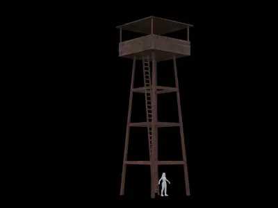 Wooden observation tower low poly Low-poly 3D model