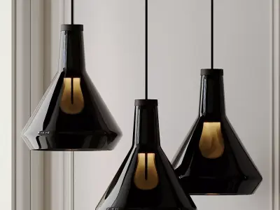 DROP TOP LAMP SHADE SET WITH PLUMEN 002 LED BULB 3D model