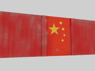 Chinese grafitti wall Low-poly 3D model