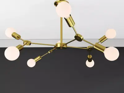 Industrial Semi Flush Ceiling Light with 8 Lights 3D model