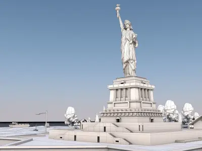Low Poly The Statue of Liberty Landmark Low-poly 3D model