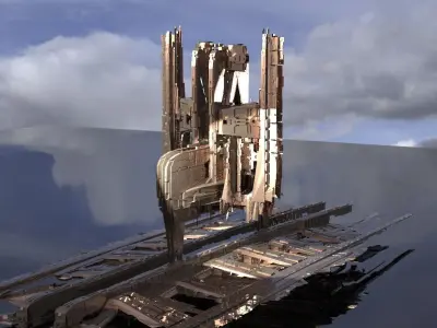 Ithian Ancient Sci fi monorail system 3D model
