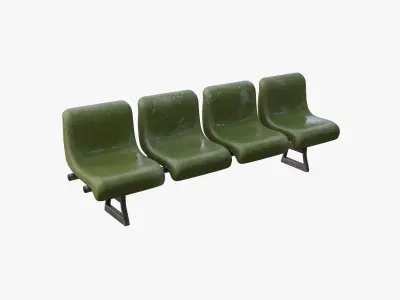 Green Fiber Glass Airport Waiting Room Bench Low-poly 3D model