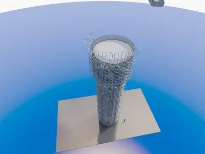 Tower skyscraper in middle of ocean Free 3D model