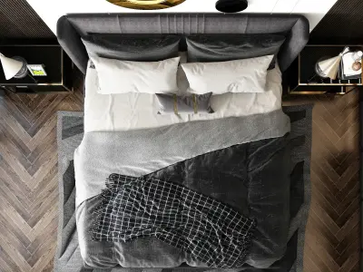 Modern chinese bedroom with wardrobe display interior design 3D model