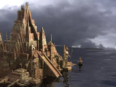 Winged Pyramid Temples 3D model