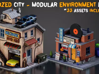 Stylized City   Modular Environment Pack   Vol 02  Low-poly 3D model