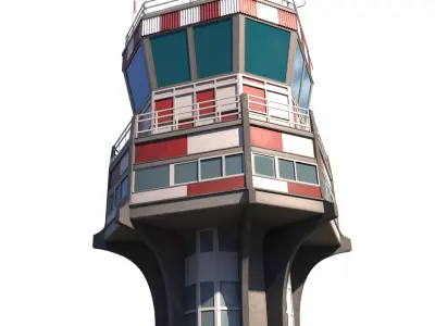 palermo airport traffic control tower Low-poly 3D model
