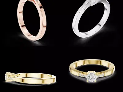 Classic Diamond Accent Engagement Ring CAD Model STL 3D print model