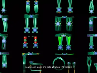 women one stone ring gold ultra light 3D Model Pack