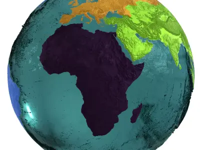 Earth Water 3D Globe Continents   Low-poly 3D model