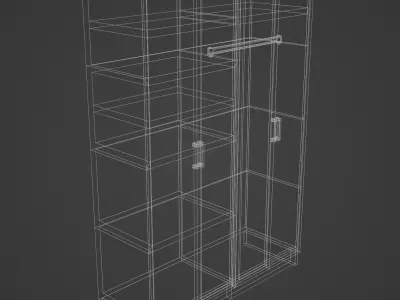 Cabinet with mirrors Low-poly 3D model