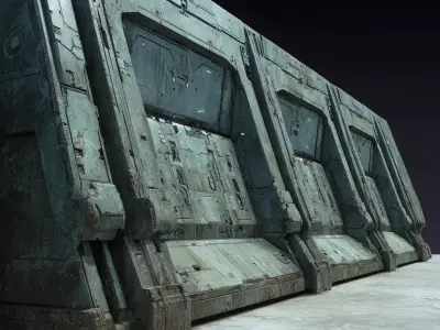 scifi walls set 2 - 50 items 3D model