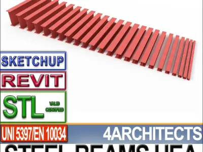 Steel Wide Flange Beams HEA Collection Revit STL Printable 3D print model purchase