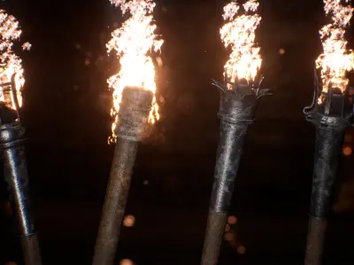 Medieval Torches 48 Variations Low-poly 3D model