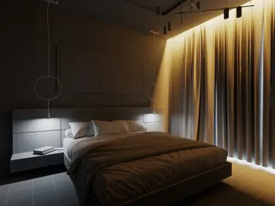 Modern Bedroom Scene for Cinema 4D and Corona Renderer 3D model