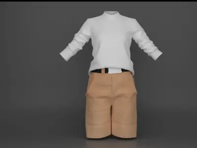 street shirt and short model in Marvelous Designer Low-poly 3D model
