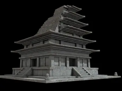 Mireuksaji Stone Pagoda Low-poly 3D model