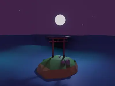 Chinese Ceremonial Door Low Poly Free low-poly 3D model