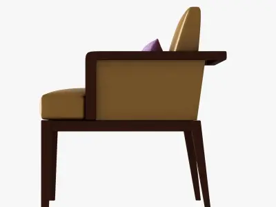 yellow chair with violet cushion 3D model
