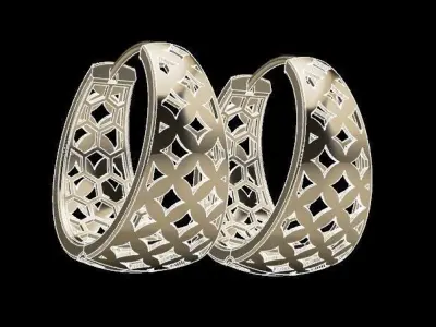 Geometric Gold Earrings  3D print model