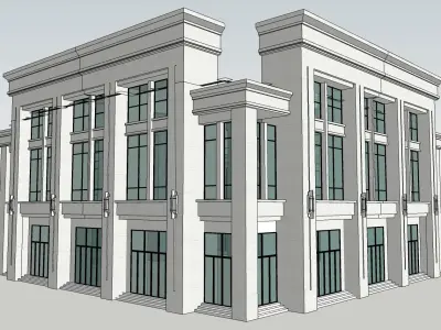 highrise building neoclassical podium 3d model 3D model