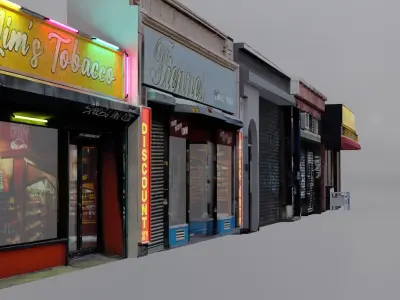 Store Fronts - 4 Pack Low-poly 3D model