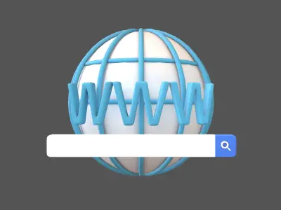 WWW Icon with Search Bar v1 001 Low-poly 3D model