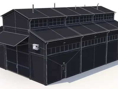 2 Brick Industrial Buildings PBR 3D Model Pack