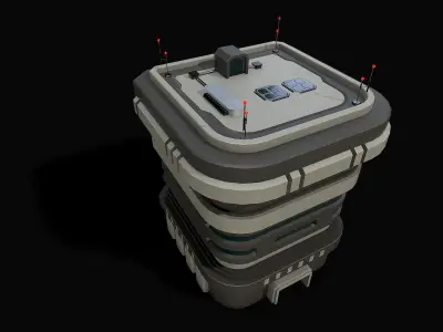 Lowpoly Modular Scifi Building 02 Low-poly 3D model