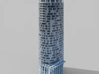 Hihgrise residential building Low-poly 3D model