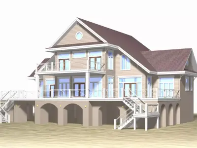 Summer Beach House Exterior 02 3D model