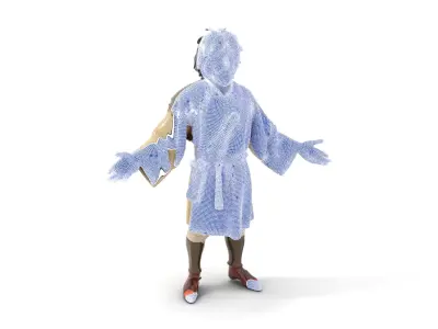 Medieval Wanderer Character Model  Rigged and Animated Low-poly 3D model