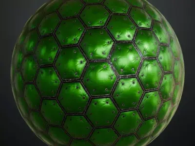 Green Sci-Fi Wall PBR Seamless Texture