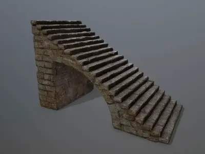 stairs brick wall Low-poly 3D model