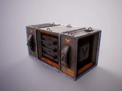 PBR Sci-Fi Heavy Cargo Container Low-poly 3D model