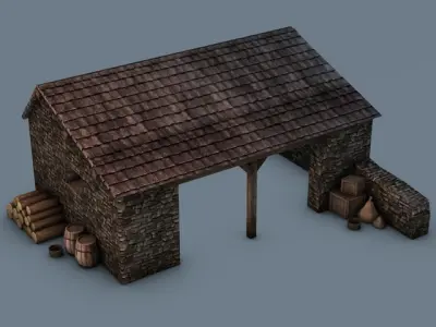 Farm stable with props 3D model