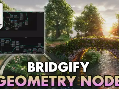 3D Tudor Bridgify - Blender Bridge Geometry Node 3D model