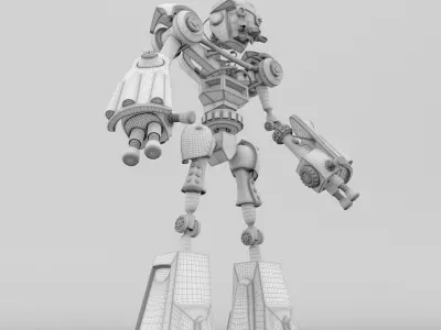 Robot with arms and legs Low-poly 3D model