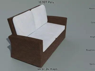 Wicker Large Chair Low-poly 3D model