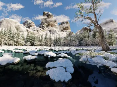 Snow landscape Scene 3D model