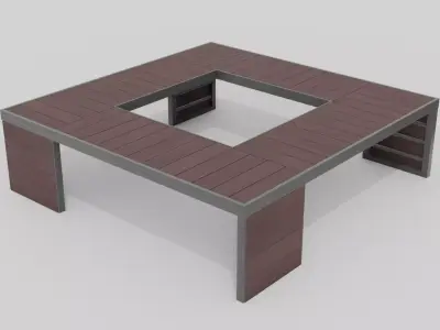 Outdoor Wooden Bench 20 Low-poly 3D model