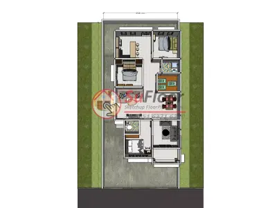 House 8x19m code 543 - Sketchup 3D model 3D model 3D model