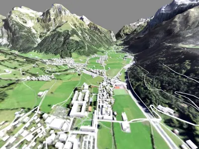 Mountain landscape and city   Engelberg Switzerland 3D model