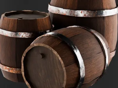  Wooden bucket Game Assets item3 3D model