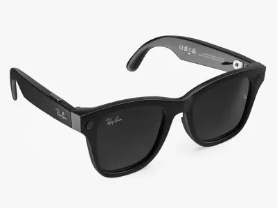 Black Ray Ban Stories Wayfarer Smart Glasses Dark Grey 3D model
