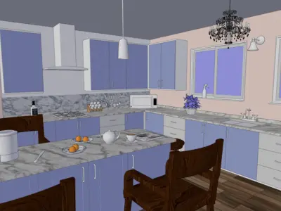 Cozy Country Reno Kitchen Interior 3D model