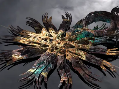 Sea Flower sci fi sculpture grid 2 Low-poly 3D model
