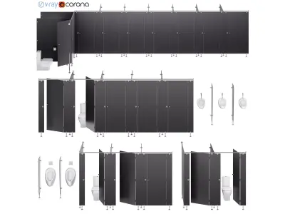 Sanitary partitions FunderMax 3 3D model