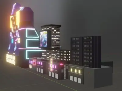 Cyberpunk city Low-poly 3D model
